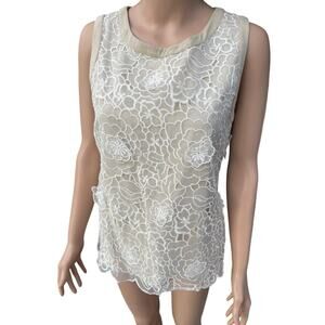 ANN TAYLOR  Sleeveless Blouse Embroidered Women Sz M Gently Used